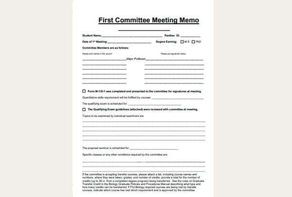 First Committee Announcement Meeting Memo