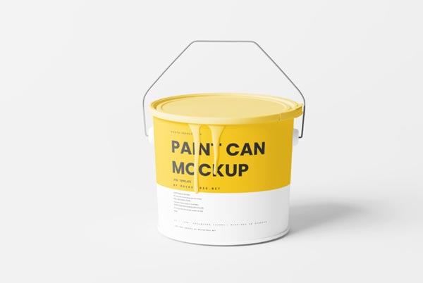 Free Paint Can Bucket Mockups with Paint Dripping