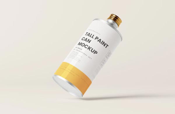 Free Tall Paint Can Mockup