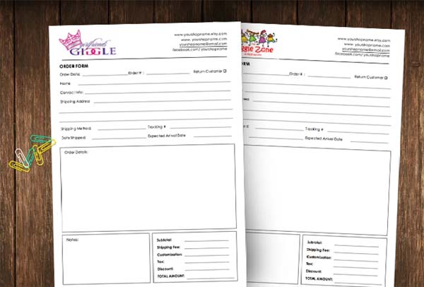 Order Form Blank Template