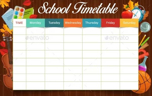 School Timetable or Schedule Template
