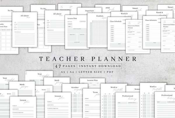 Teacher Planner Template PDF Bundle