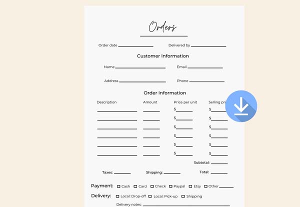 Word Editable Order Form Design Template