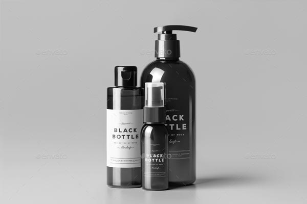 Black Bottles Cosmetic Mockup