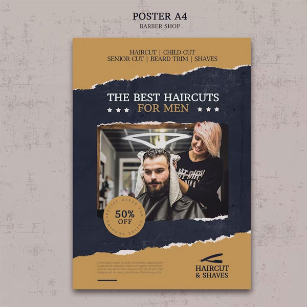Free Barbershop vertical Flyer template