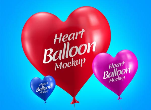 Free Heart Balloon Mockup