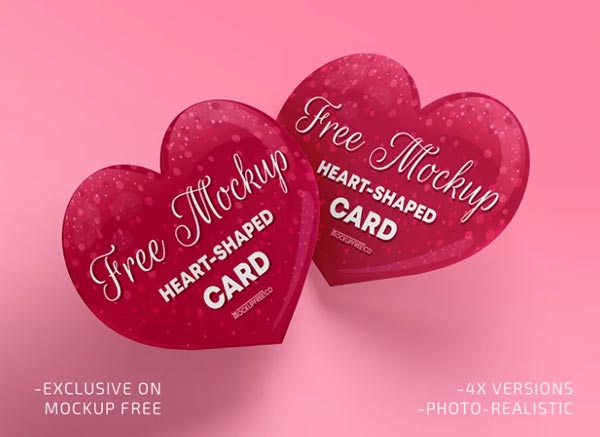 Free Heart Shaped Card Mockups