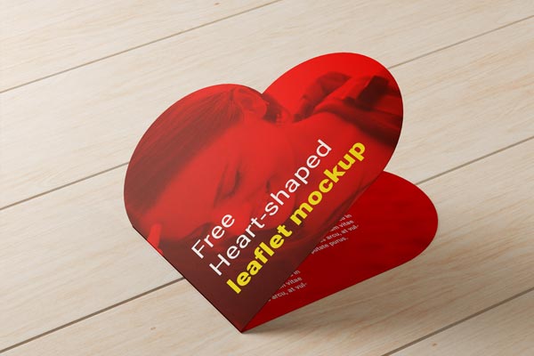 Free Heart-Shaped Leaflet Mockup