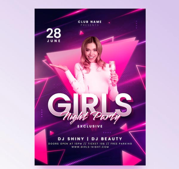 Free Ladies Night Neon Flyer Template