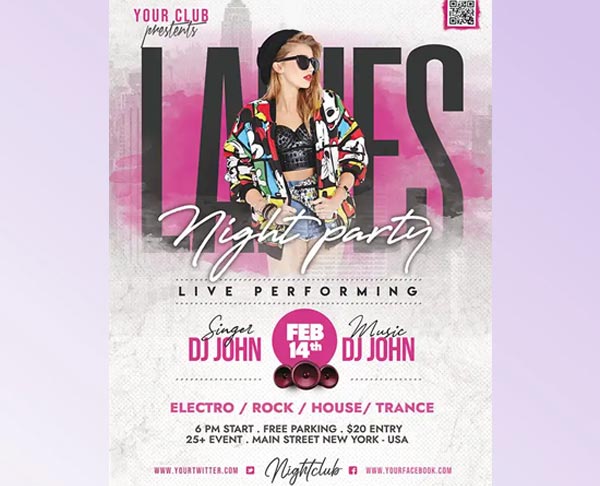 Free Ladies Night Party Flyer PSD Template