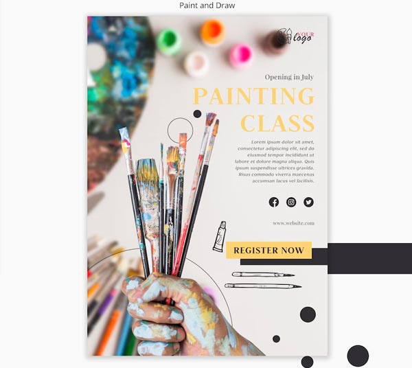 Free Painting classes for kids Flyer Template