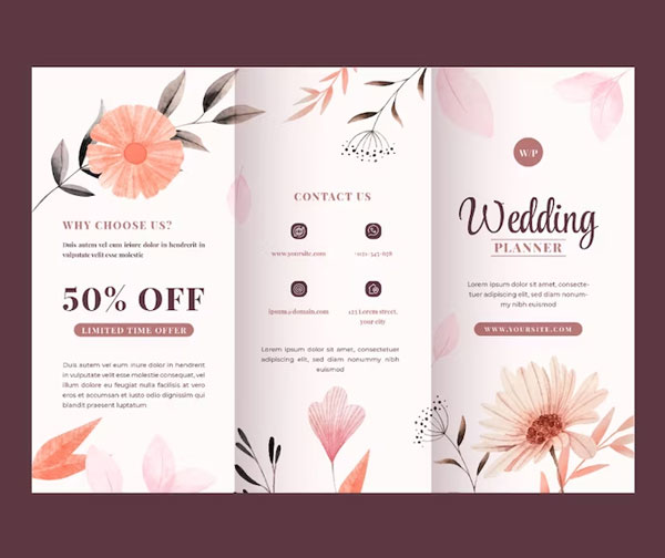 Free Wedding Planner Trifold Brochure Template
