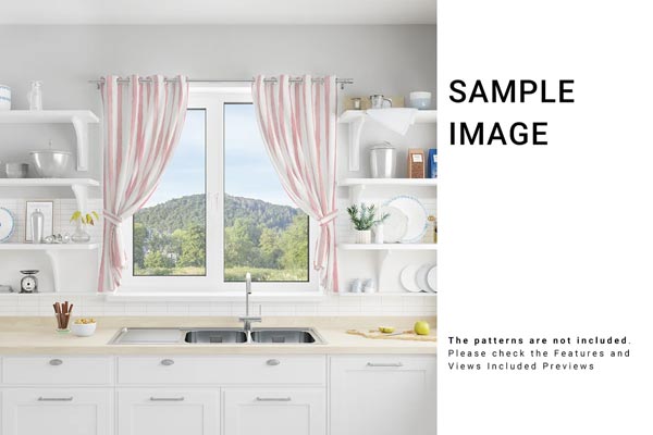 Kitchen Short Curtains Mockup Set