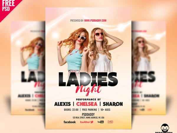 Ladies Night Flyer Design Free PSD