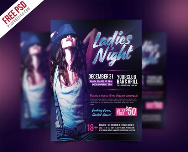 Ladies Night Flyer Free PSD Template