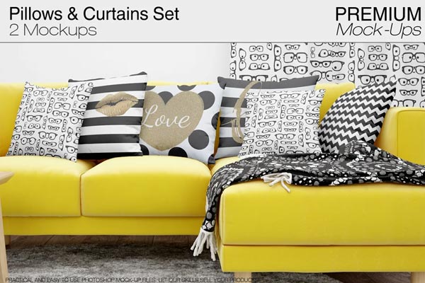 Pillows & Curtains Mockups