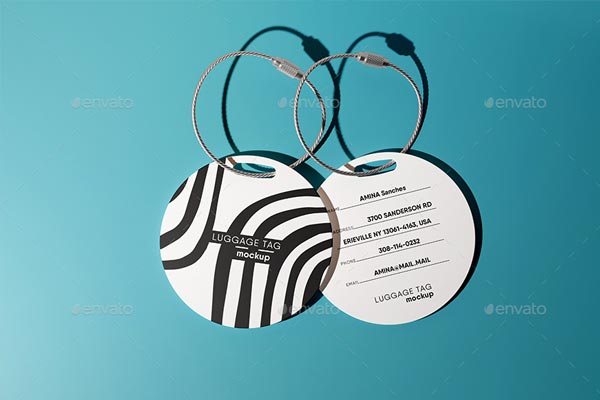 Round Luggage Tag Mockup