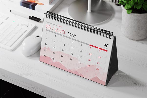 Spiral Desk Calendar Mockup