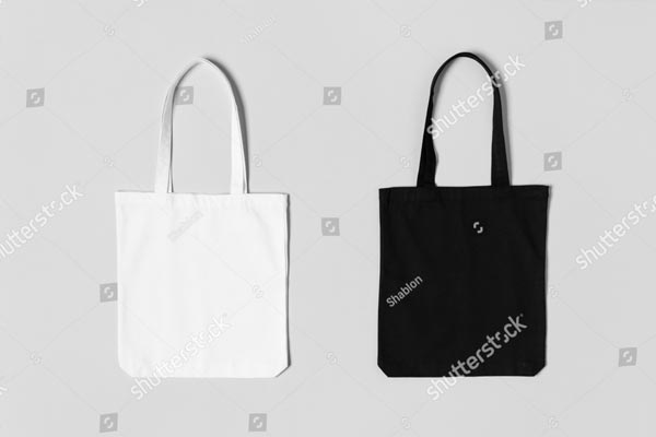 White and Black Tote Bags Mockup