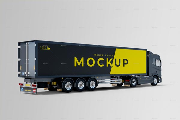 Box Trailer Truck Mockup