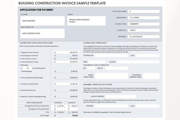 Building Construction Invoice Template