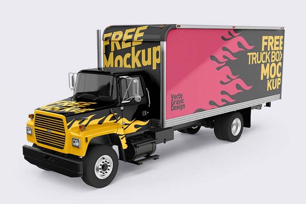 Free Ford Box Truck Mockup