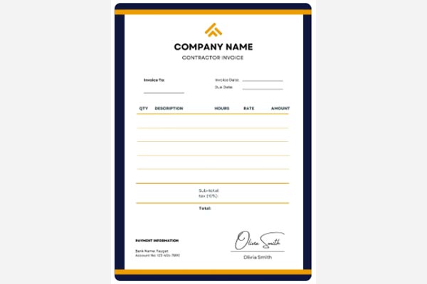 Modern Contractor Invoice Template