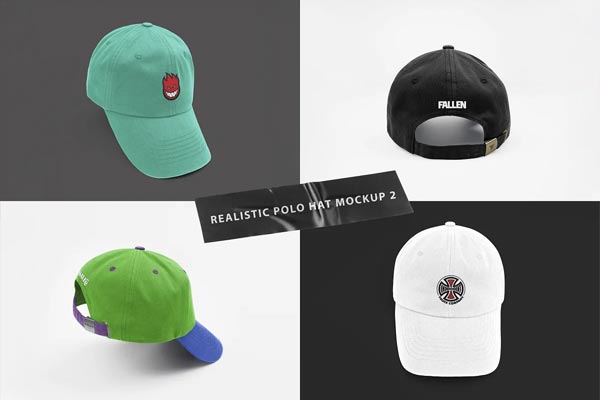 Realistic Polo Caps Mockup