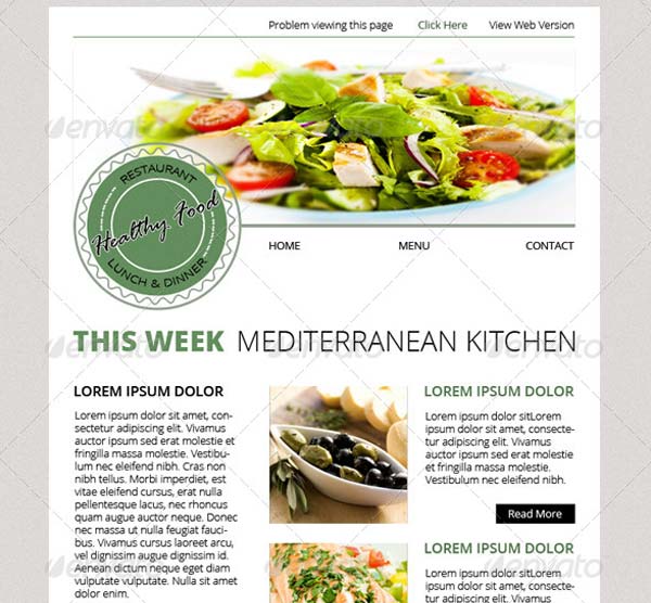 Healthy Food Newsletter Templates