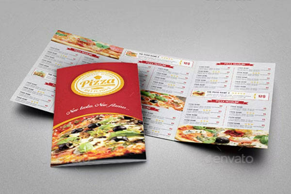 Pizza Restaurant Trifold Menu Brochure
