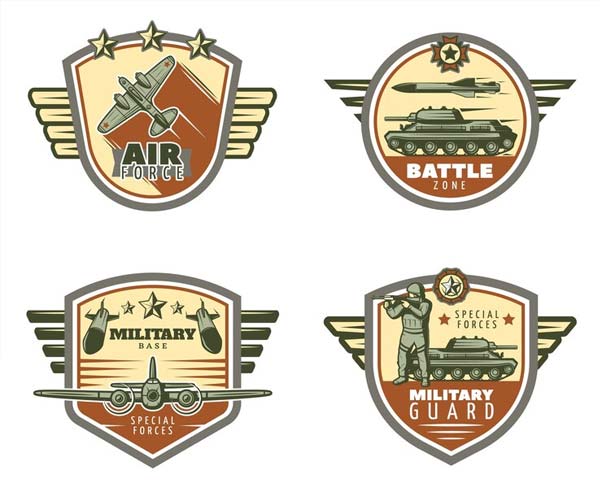 Vintage Military Emblems Set