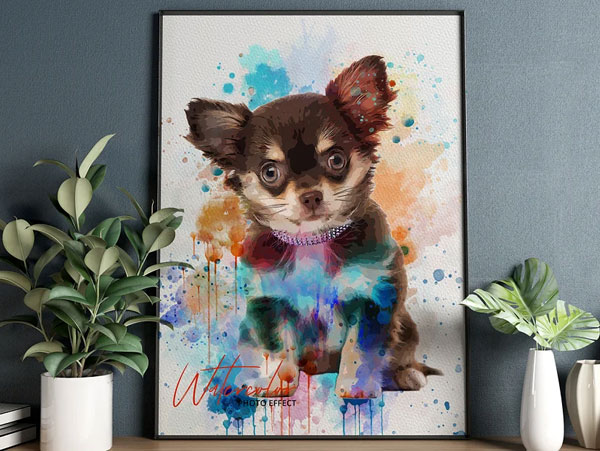 Watercolor Dog Painting Photo Effect