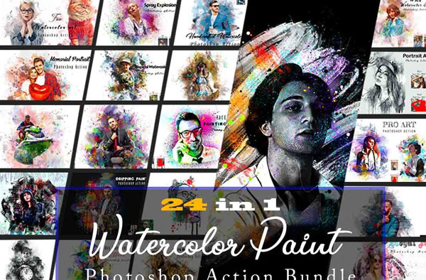 Watercolor Photoshop Effect Template