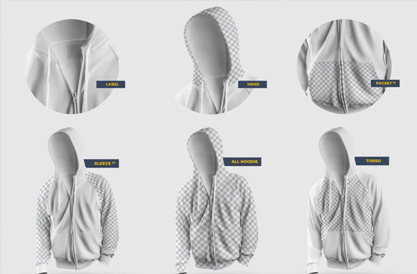 3D Zip Hoodie Mockups