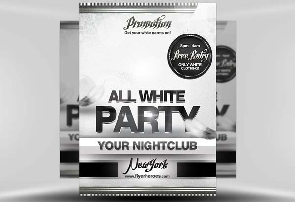 All White Party Flyer Editable Template