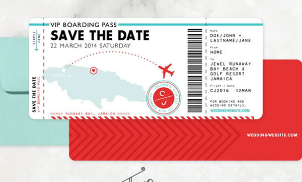Boarding Pass Save the Date Design