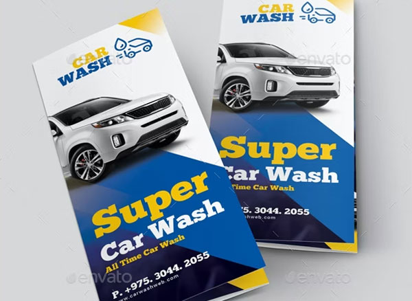 Car Wash Tri-fold Brochure Design Template