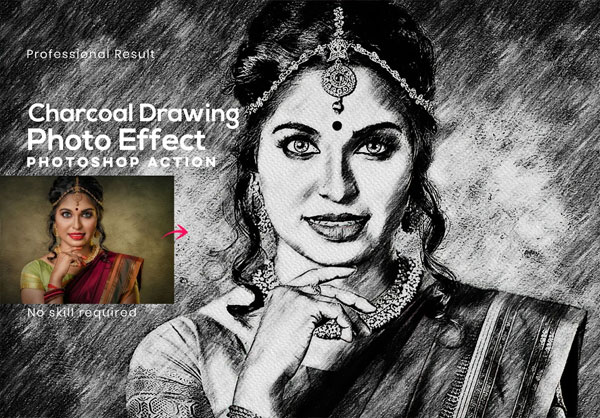 Charcoal Drawing Photoshop Action
