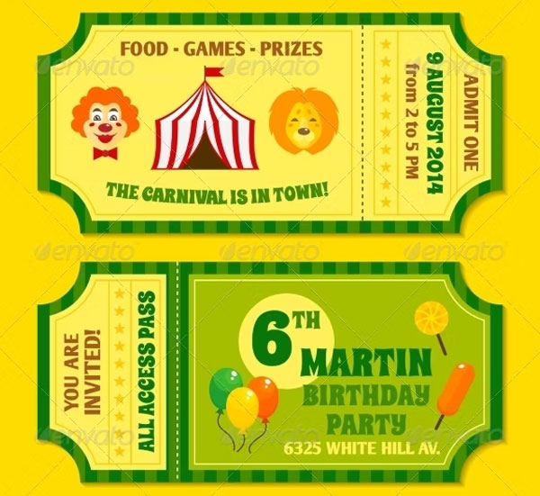 Circus Tickets Printable Template