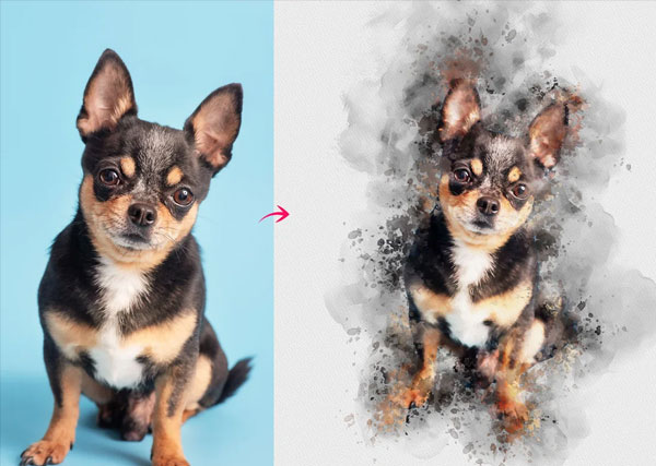 Dog Watercolor Painting PSD Action