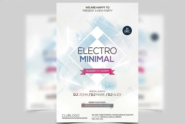 Electro White Party Flyer Template