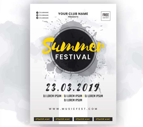 Free Vector Music Festival Poster Template