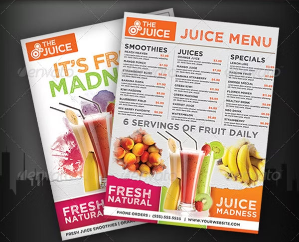 Fruit Juice Menu Flyer Template