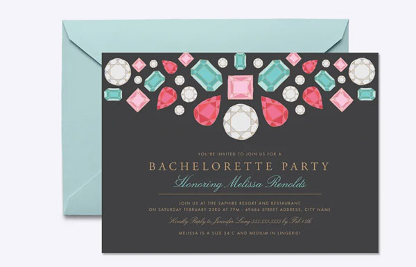 Gems Bachelorette Party Invitation Template