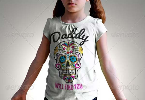 Girl Kids T-Shirt Mockup