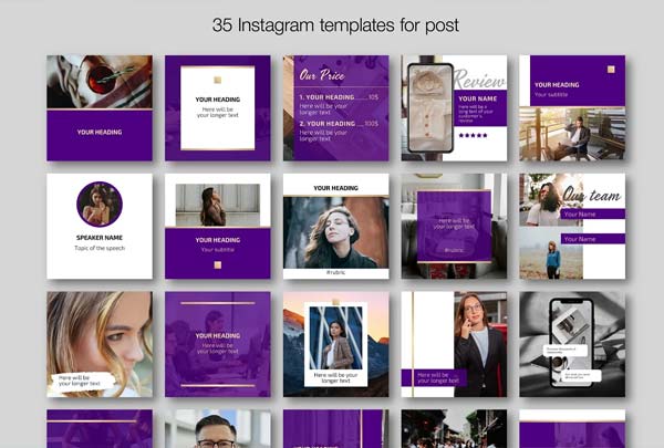 Instagram Purple Templates Pack