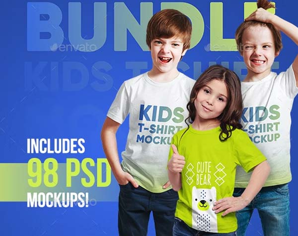 Kids T-Shirt Bundle Mockups Photoshop