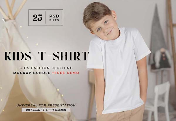 Kids T-shirt Mockup PSD Bundle