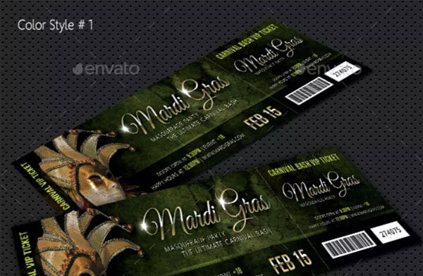 Mardi Gras Carnival Party Event Ticket Template