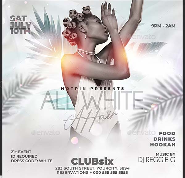 Modern All White Party Flyer Design Template